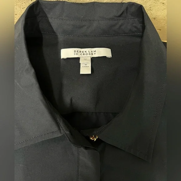 DEREK LAM 10 CROSBY stunning Annette Pleated Shirtdress - Navy 69% off retail - Picture 12 of 13